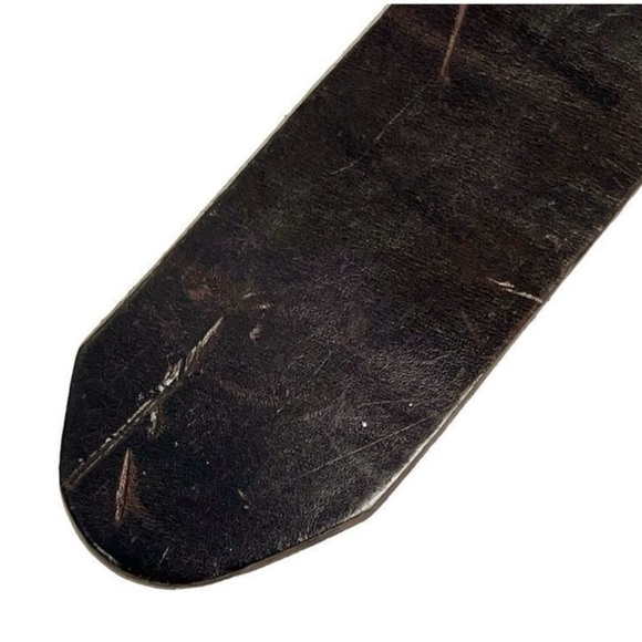 ESCADA Women's Western Metal Floral Buckle Made in Spain VTG Brown Leather Belt - Picture 7 of 16